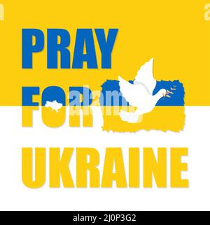 Prega per l'Ucraina, bandiera Ucraina che prega. Fermare la guerra contro l'Ucraina. Illustrazione Vettoriale