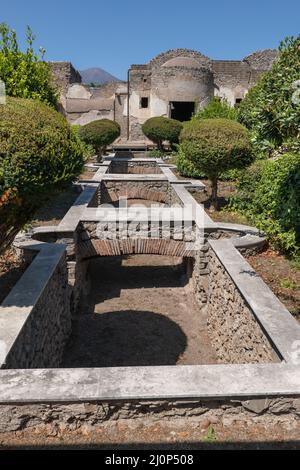 La Casa di Julia Felix (Praedia di Giulia Felix) nell'antica città di Pompei a Pompei, Campania, Italia. Foto Stock