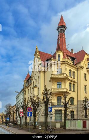 Edificio in stile Art Nouveau, riga, Lettonia Foto Stock