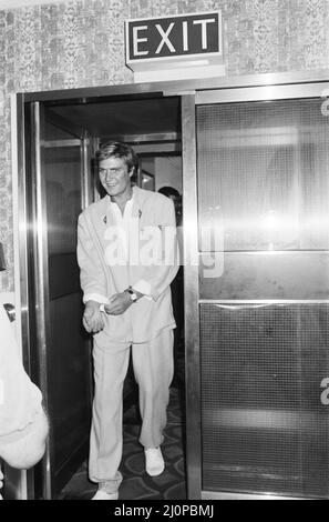 Duran Duran, gruppo musicale, Photo-Call Grosvenor House, Londra. (Foto) cantante di piombo Simon le Bon. 19th luglio 1983. Foto Stock