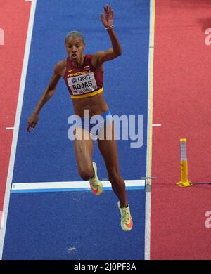 Belgrado,SRB, 19 Mar 2022 Yulimar Rojas (VEN) visto in azione durante i Campionati mondiali indoor di Belgrado allo Stark Stadium di Belgrado Serbia il 19 2022 marzo Graham Glendinning /Alamy Live News Foto Stock