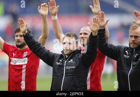 Duisburg, Germania. 20th Mar, 2022. Primo : 03/20/2022 Fuvuball, football, 3.Bundesliga, stagione 2021/2022, MSV Duisburg - FSV Zwickau 0:1 Schluvujubel Mike KV?nnecke Credit: dpa/Alamy Live News Foto Stock