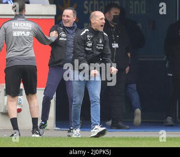 Duisburg, Germania. 20th Mar, 2022. Primo : 03/20/2022 Fuvuball, football, 3rd Bundesliga, stagione 2021/2022, MSV Duisburg - FSV Zwickau Schluvubel Coach: Joe Enochs Credit: dpa/Alamy Live News Foto Stock