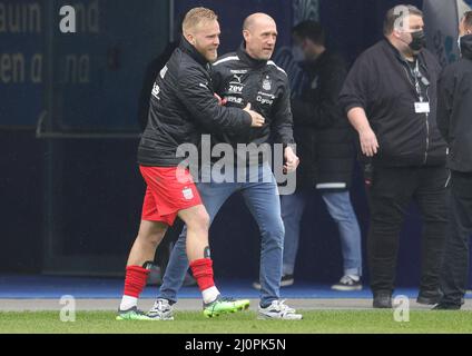 Duisburg, Germania. 20th Mar, 2022. Primo : 03/20/2022 Fuvuball, football, 3rd Bundesliga, stagione 2021/2022, MSV Duisburg - FSV Zwickau Schluvubel Coach: Joe Enochs Credit: dpa/Alamy Live News Foto Stock