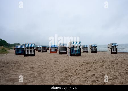 Sedie da spiaggia su Timmendorfer Strand Foto Stock