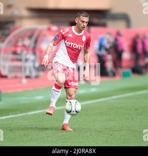 Monaco, Principato di Monaco. 20th Mar 2022. Youssouf Fofana di AS Monaco durante il campionato francese Ligue 1 partita di calcio tra AS Monaco e Parigi Saint-Germain il 20 marzo 2022 allo stadio Louis II di Monaco Credit: Independent Photo Agency/Alamy Live News Foto Stock