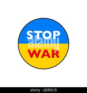 Bandiera Ucraina. Stop War simbolo. Icona bandiera circolare Ucraina nazionale Illustrazione Vettoriale