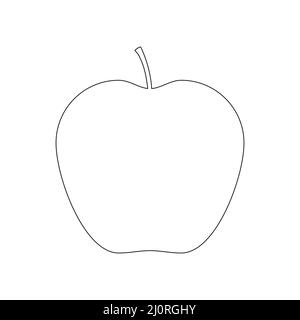 Apple Fruit linea continua art. Vector isolato su bianco. Illustrazione Vettoriale