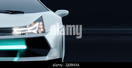 Closeup inesistente brand-less generico concetto nero fari auto elettrica Foto Stock
