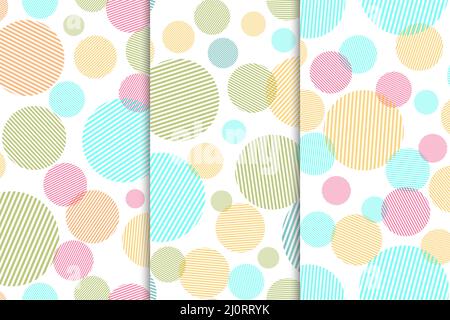 Set di motivi Abstract senza giunture con cerchi colorati Illustrazione Vettoriale