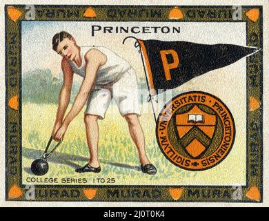 Murad Tobacco Card del College Series raffigurante un atleta della Princeton University all'inizio del 1900s. Foto Stock