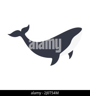 Animale blu balena. Carattere balena dello sperma. Simbolo animale dell'oceano. Illustrazione Vettoriale