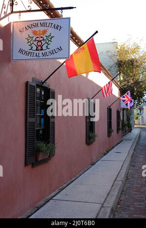 Museo dell'ospedale militare spagnolo a Aviles Street, la strada più antica della nazione nella città vecchia di St.Augustine.Florida.USA Foto Stock