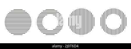 Elemento del cerchio lineare astratto. Linee di forma circolare. Vettore isolato su bianco. Illustrazione Vettoriale