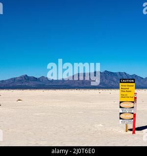 Alkali Flat Trail segnale di avvertimento White Sands National Park Foto Stock