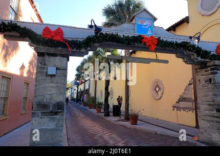 Aviles Street la strada più antica della nazione nella Città Vecchia di St.Augustine.Florida.USA Foto Stock