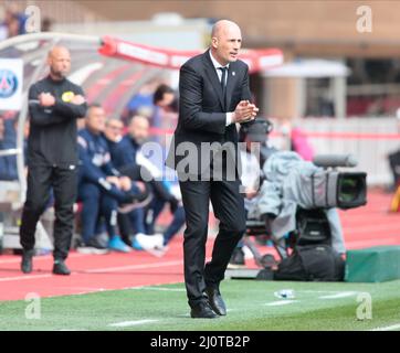 Monaco, Principato di Monaco. 20th Mar 2022. Philippe Clement di AS Monaco durante il campionato francese Ligue 1 partita di calcio tra AS Monaco e Parigi Saint-Germain il 20 marzo 2022 allo stadio Louis II di Monaco credito: Independent Photo Agency/Alamy Live News Foto Stock