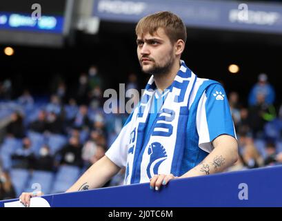 Sabadell, Barcellona, Spagna. 20th Mar 2022. Barcellona Spagna 20.03.2022 Supporter Espanyol Barcellona durante la Liga Santander tra Espanyol e RCD Mallorca allo Stadio RCDE il 20 marzo 2022 a Barcellona. (Credit Image: © Xavi Urgeles/ZUMA Press Wire) Foto Stock