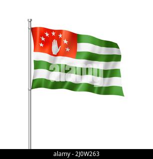 Bandiera Abkhazia isolata su bianco Foto Stock