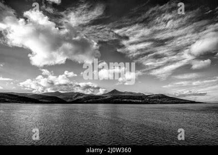 Arran dal nuovo molo di Brodick Foto Stock