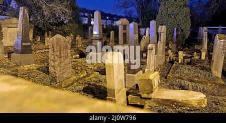 Cimitero ebraico, vista sul muro, Goettingen, bassa Sassonia, Germania, Europa Foto Stock
