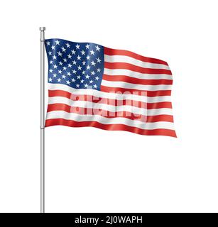Bandiera degli Stati Uniti isolata su bianco Foto Stock