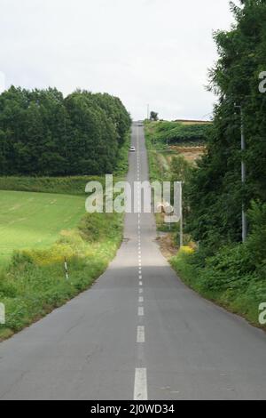 Hokkaido lunga strada e natura Foto Stock