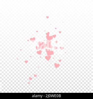 Cuore rosa amore confettis. San Valentino esplosione sfondo attraente. I cuori di carta cuciti cadenti si confettano su sfondo trasparente. Comely v Illustrazione Vettoriale