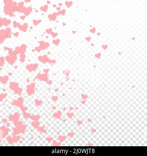 Cuore rosa amore confettis. San Valentino gradiente popolare sfondo. I cuori di carta cuciti cadenti si confettano su sfondo trasparente. Eccellente ve Illustrazione Vettoriale