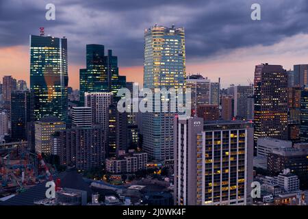 ARK Hills visto dalla Tokyo Tower di notte. Tokyo. Giappone Foto Stock