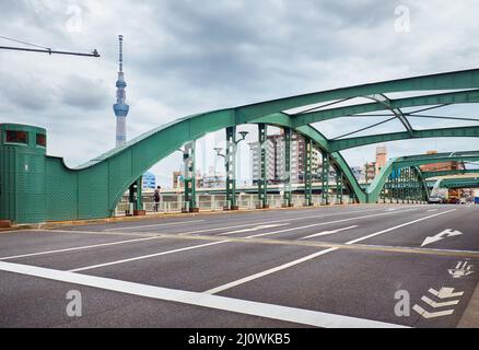 Umayabashi o il ponte Umaya, che attraversa il fiume Sumida. Tokyo Foto Stock