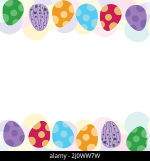 Decorativo uovo di Pasqua colorato sfondo cornice bordo Illustrazione Vettoriale