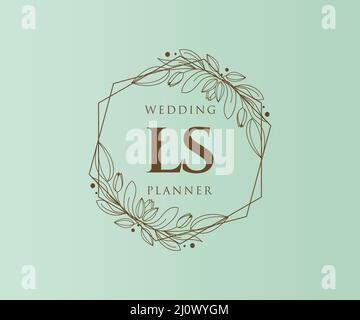 LS sigle lettera Wedding monogramma collezione loghi, disegnati a mano moderno minimalista e modelli floreali per carte di invito, Salva la data, elegante Illustrazione Vettoriale