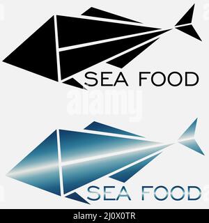 logo astratto di frutti di mare e pesci da triangoli 1 Illustrazione Vettoriale