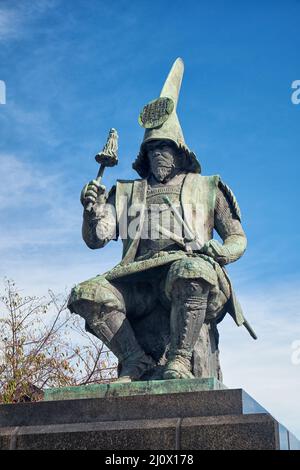 Una statua di Kato Kiyomasa, un esperto costruttore del castello di Nagoya. Nagoya. Giappone Foto Stock