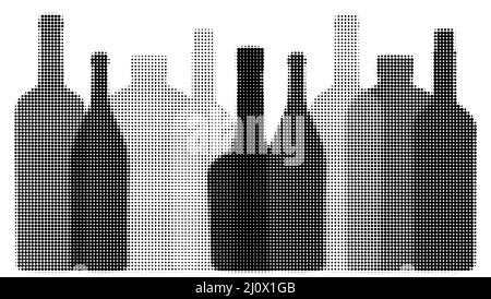 Set di flaconi sovrapposti. Modello mezzitoni. Sfondo astratto per il menu. Illustrazione Vettoriale