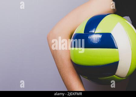 Primo piano gioco di pallavolo. Concetto di foto di alta qualità Foto Stock