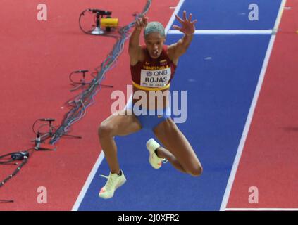 Yulimar ROJAS di Vénézuela Final Triple Jump Donne durante i Campionati mondiali di atletica indoor 2022 il 19 marzo 2022 alla Stark Arena di Belgrado, Serbia. Foto di Laurent Lairys/ABACAPRESS.COM Foto Stock