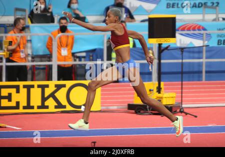 Yulimar ROJAS di Vénézuela Final Triple Jump Donne durante i Campionati mondiali di atletica indoor 2022 il 19 marzo 2022 alla Stark Arena di Belgrado, Serbia. Foto di Laurent Lairys/ABACAPRESS.COM Foto Stock