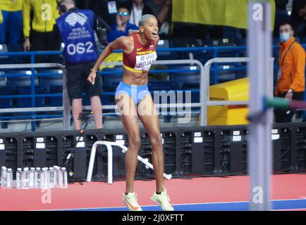 Yulimar ROJAS di Vénézuela Final Triple Jump Donne durante i Campionati mondiali di atletica indoor 2022 il 19 marzo 2022 alla Stark Arena di Belgrado, Serbia. Foto di Laurent Lairys/ABACAPRESS.COM Foto Stock