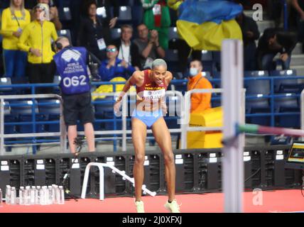 Yulimar ROJAS di Vénézuela Final Triple Jump Donne durante i Campionati mondiali di atletica indoor 2022 il 19 marzo 2022 alla Stark Arena di Belgrado, Serbia. Foto di Laurent Lairys/ABACAPRESS.COM Foto Stock