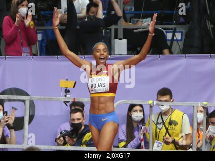 Yulimar ROJAS di Vénézuela Final Triple Jump Donne durante i Campionati mondiali di atletica indoor 2022 il 19 marzo 2022 alla Stark Arena di Belgrado, Serbia. Foto di Laurent Lairys/ABACAPRESS.COM Foto Stock