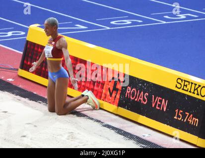 Yulimar ROJAS di Vénézuela Final Triple Jump Donne durante i Campionati mondiali di atletica indoor 2022 il 19 marzo 2022 alla Stark Arena di Belgrado, Serbia. Foto di Laurent Lairys/ABACAPRESS.COM Foto Stock