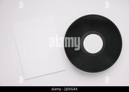 Carta per mockup in vinile. Concetto di foto di alta qualità Foto Stock