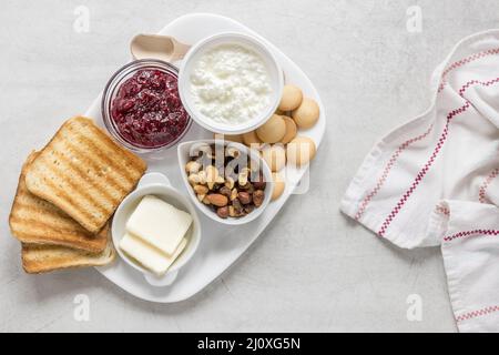 Vassoio con toast marmalade colazione Foto Stock
