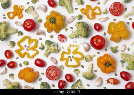 Vista dall'alto Delicious mature produce composizione Foto Stock