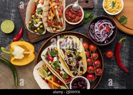 Vista dall'alto, deliziosa cucina messicana. Foto di alta qualità Foto Stock