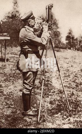 Guerra mondiale del 1st; generale tedesco Alexander von Linsengen comandante dell'esercito del Sud in Galizia, 1915. Fotografia in bianco e nero Foto Stock