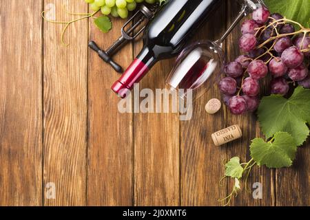 Bottiglia di vino rosso con spazio per la copia Foto Stock