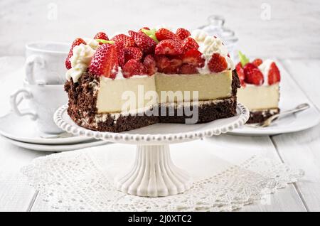 Fragola torta di formaggio Foto Stock